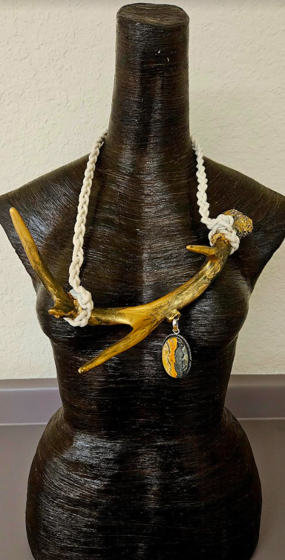 Gold Metallic Sculpted Antler Slip On Unisex Chest Piece with Bumble B