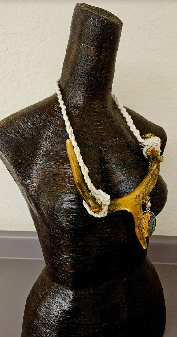 Gold Metallic Sculpted Antler Slip On Unisex Chest Piece with Bumble B