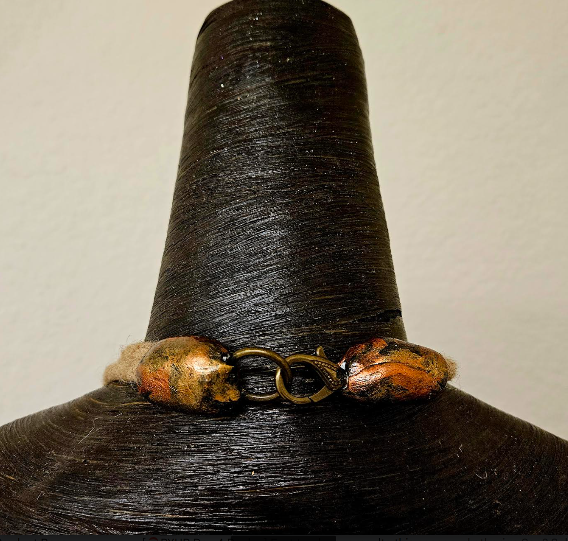 Avant Garde Quartz Gold Metallic Sculpted Antler and Hemp Rope Unisex