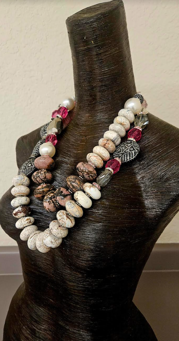 Gemstone Beaded Statement Luxury Necklace Set for Business Settings