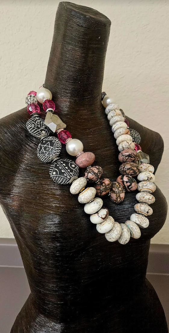 Gemstone Beaded Statement Luxury Necklace Set for Business Settings