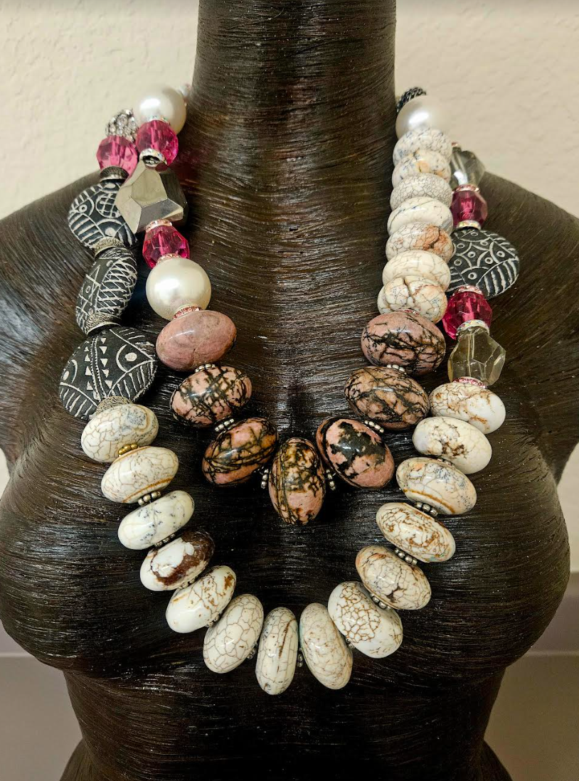 Gemstone Beaded Statement Luxury Necklace Set for Business Settings