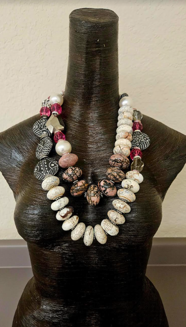 Gemstone Beaded Statement Luxury Necklace Set for Business Settings