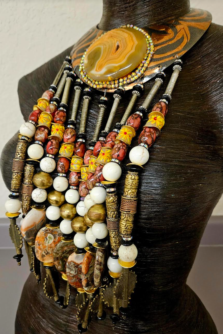Waterfall Beaded Copper Torc Chest Piece - Celebrity Stylist Drama