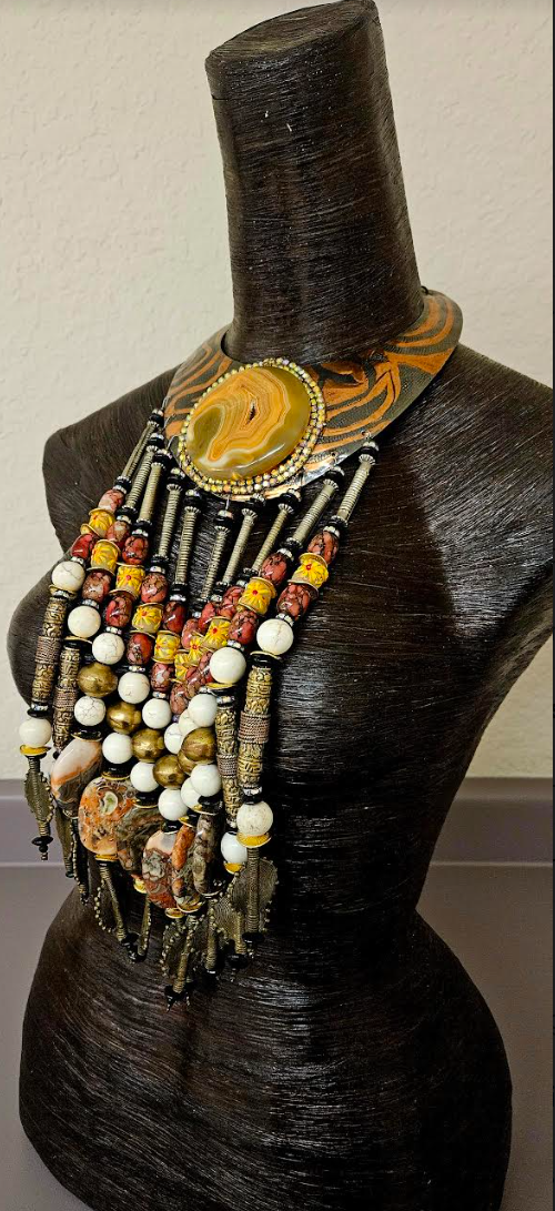 Waterfall Beaded Copper Torc Chest Piece - Celebrity Stylist Drama