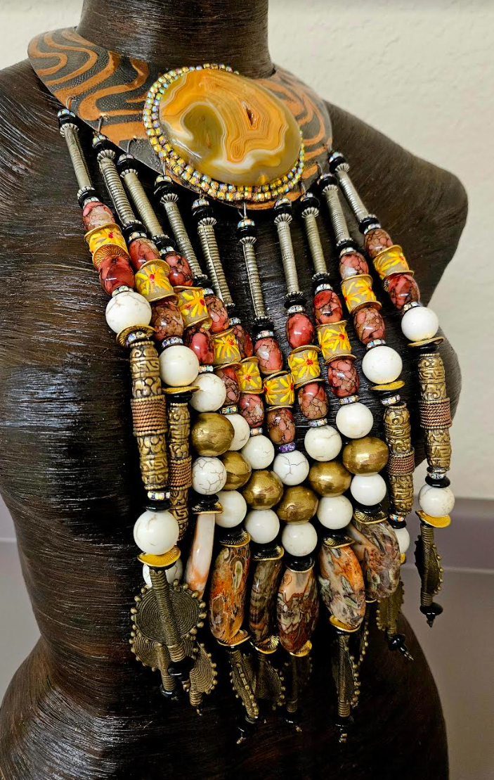 Waterfall Beaded Copper Torc Chest Piece - Celebrity Stylist Drama