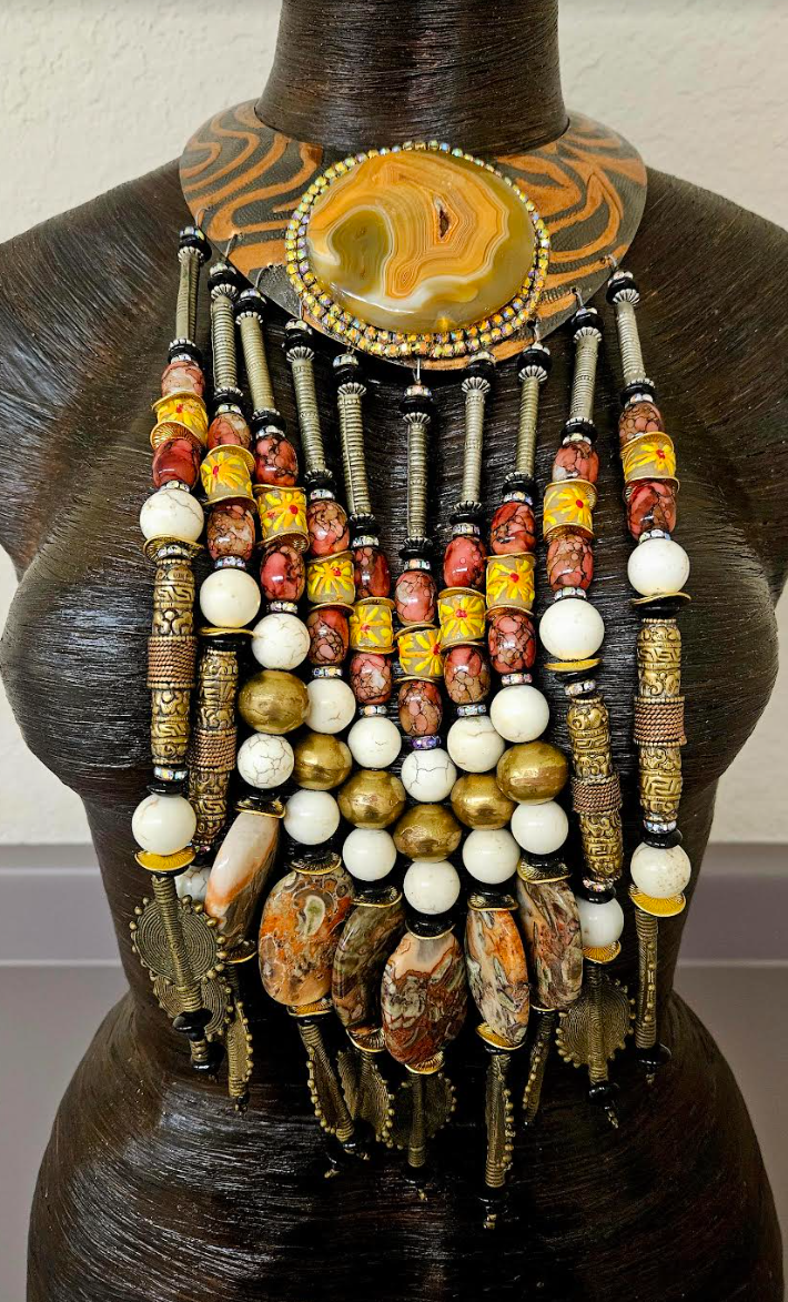 Waterfall Beaded Copper Torc Chest Piece - Celebrity Stylist Drama