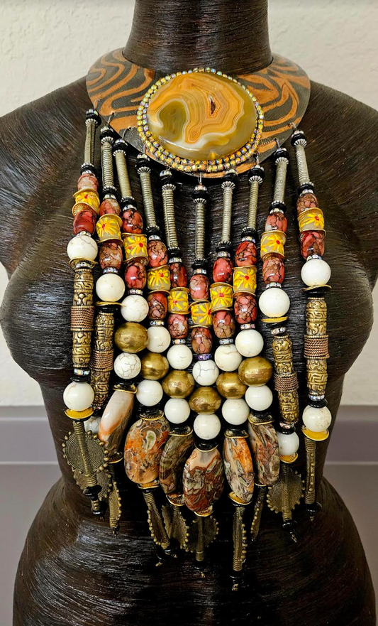 Beaded Waterfall Copper Torc Chest Piece - Celebrity Stylist