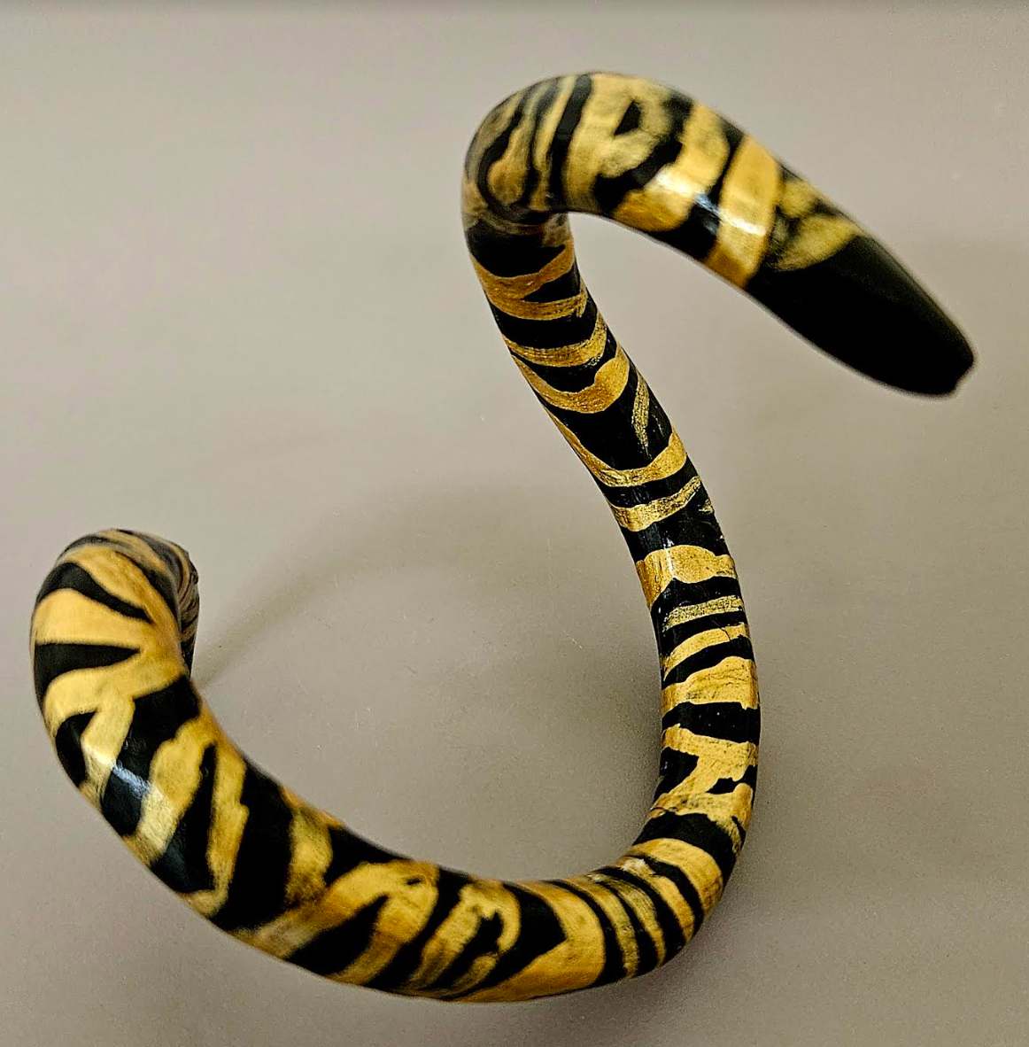Hand Sculpted Black & Gold Snake Cuff Avant Garde Animal Print Co