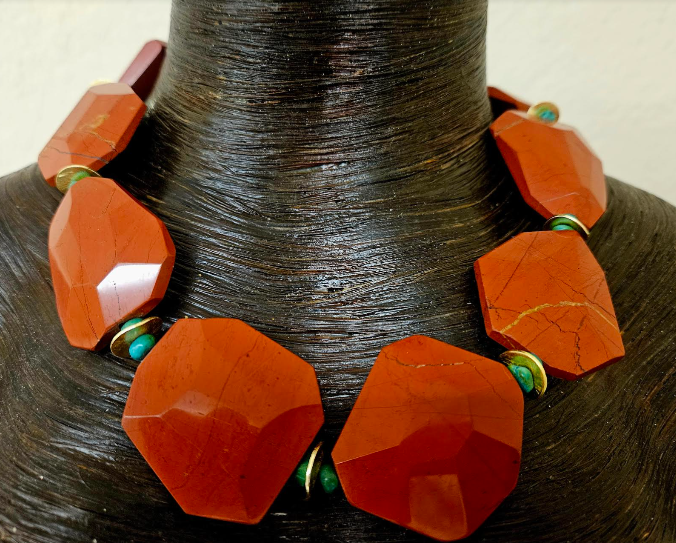 Faceted Rustic Red Agate Jasper Statement Luxury Necklace Neck Candy