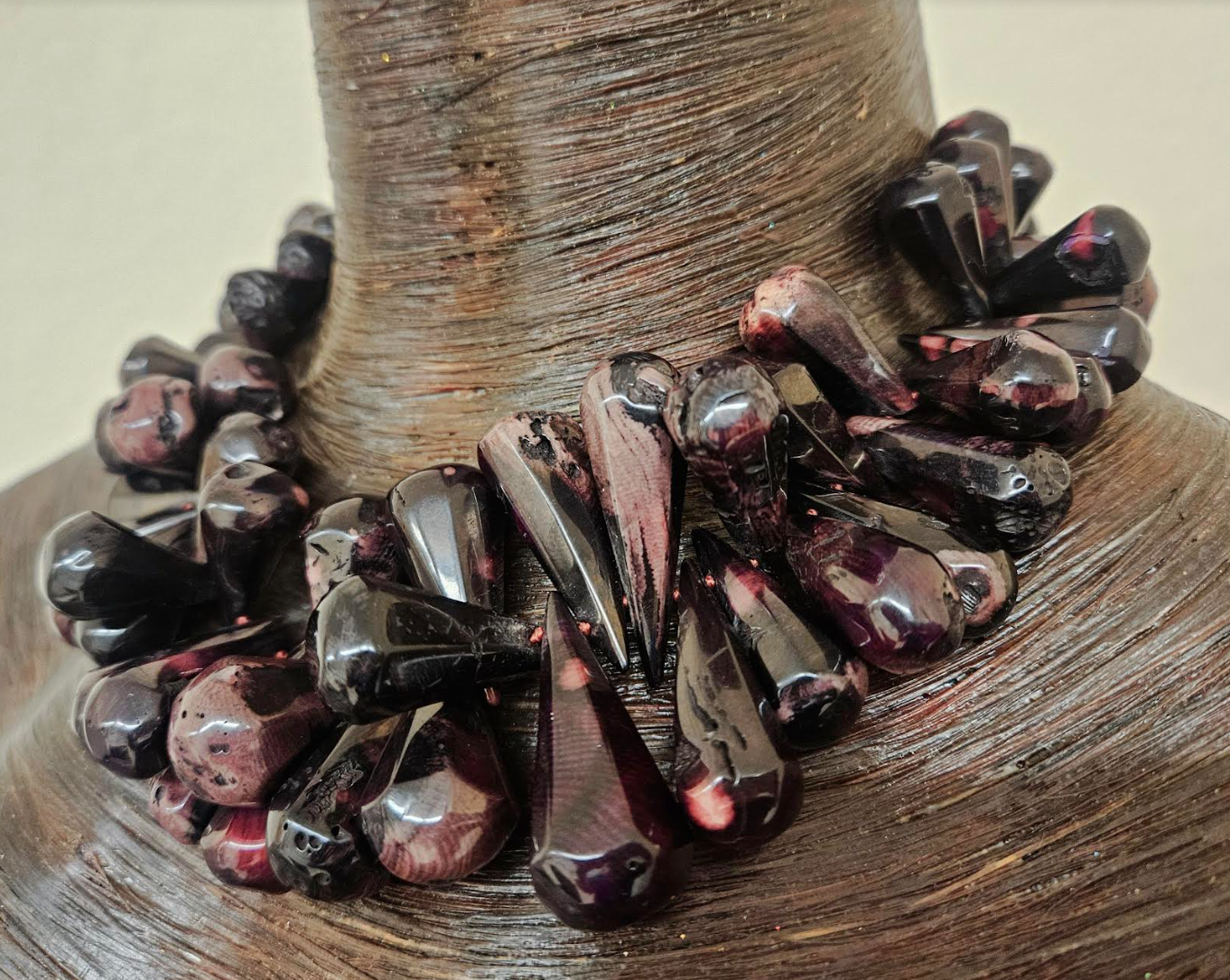 Deep Purple Agate Teardrop Statement Choker Haute Couture Gemston