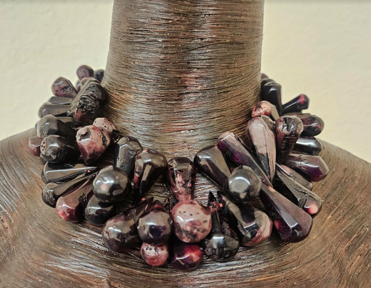 Deep Purple Agate Teardrop Statement Choker Haute Couture Gemston
