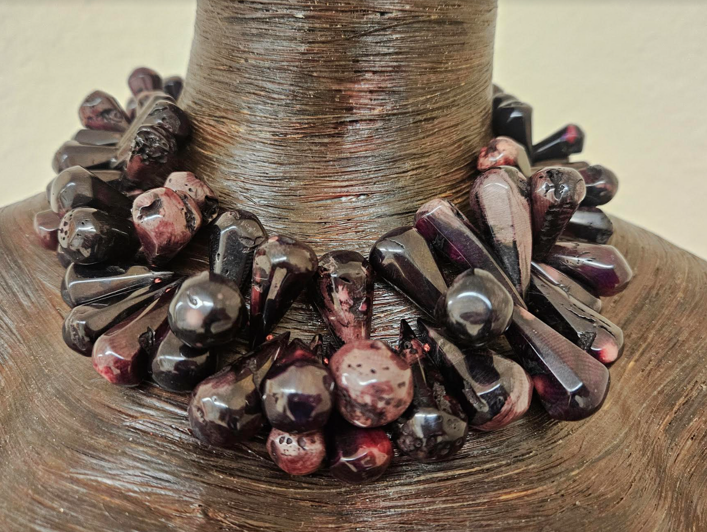Deep Purple Agate Teardrop Statement Choker Haute Couture Gemston