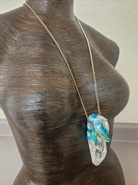Mini Crackle Quartz Point Pendant - Petite Women Jewelry