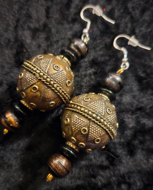 Turkman Tribal Beaded Pierced Statement Earrings Belly Dancer Nomadi