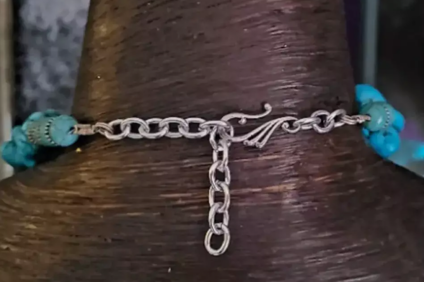 Blue Magnesite Nugget Western Style Long Rope Necklace - Faux Turquoise