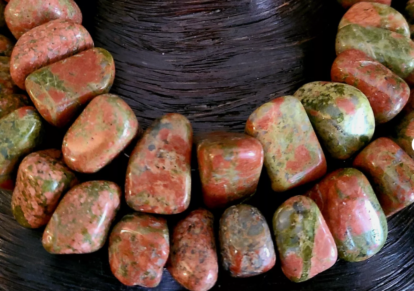 Polished Unakite Boulder Multi Strand Statement Luxury Necklace Neck