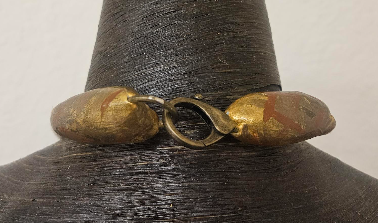 Unique Septarian Slab Crocodile Fringe Pendant - Earth Tone