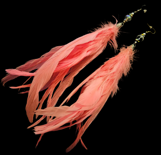 Hot Pink Rooster Feather Shoulder Duster Pierced Earrings