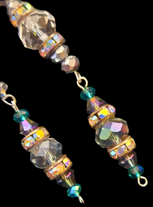 Crystal & Rhinestone Shoulder Duster Statement Earrings Holiday Glam