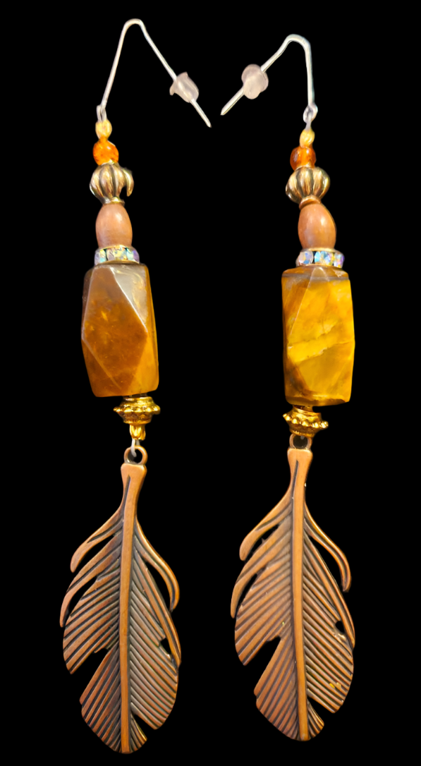 Brown and Copper Mixed Media Shoulder Dusters Copper Leaf & Tiger