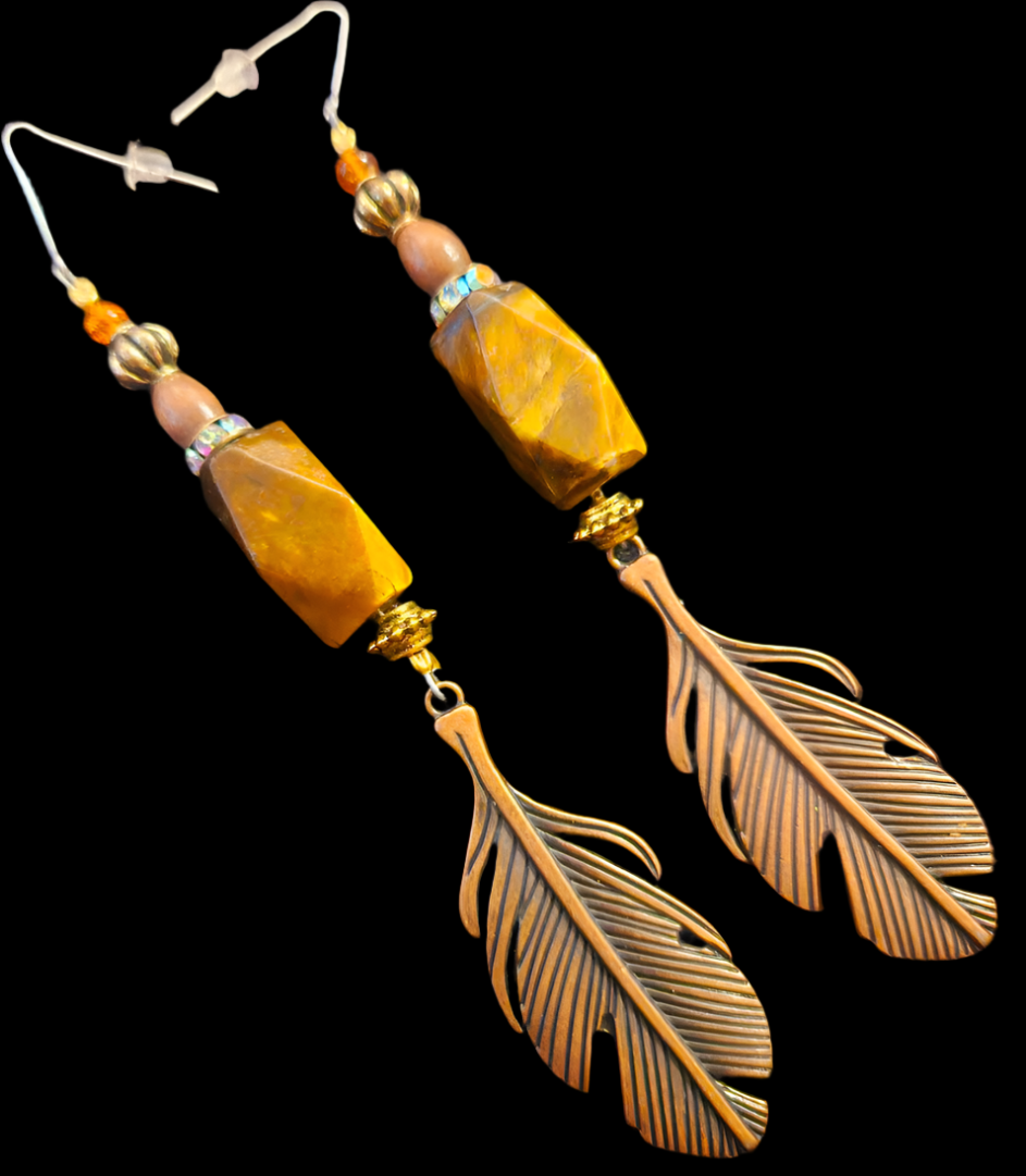 Brown and Copper Mixed Media Shoulder Dusters Copper Leaf & Tiger