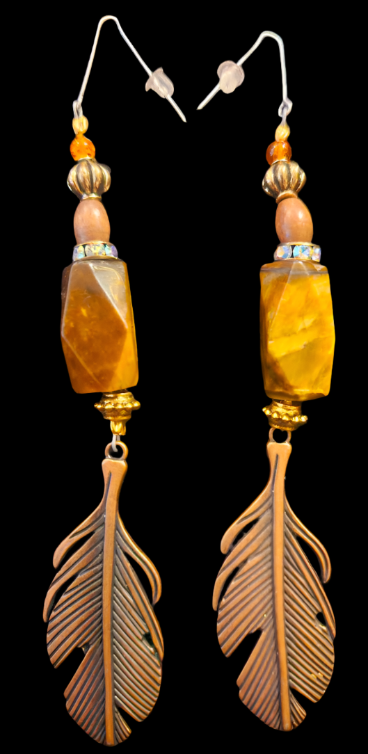 Brown and Copper Mixed Media Shoulder Dusters Copper Leaf & Tiger