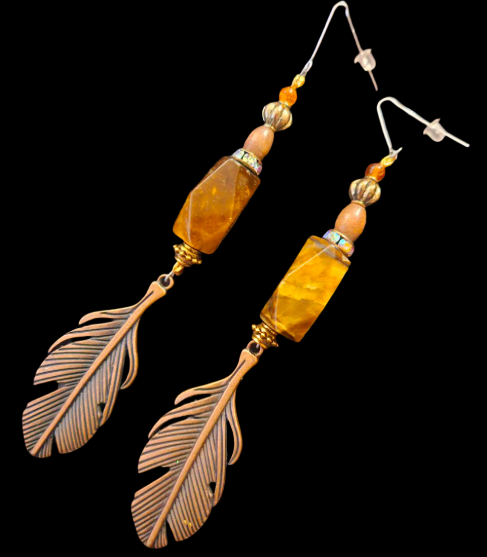 Brown and Copper Mixed Media Shoulder Dusters Copper Leaf & Tiger