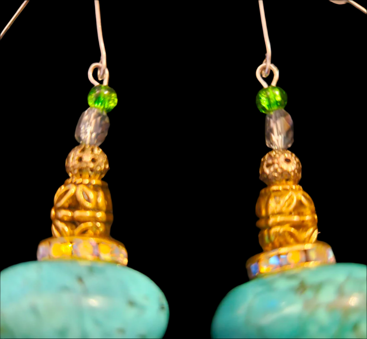 Magnesite Rondelle Beaded Dangles Faux Turquoise Bold & Chunky Pi