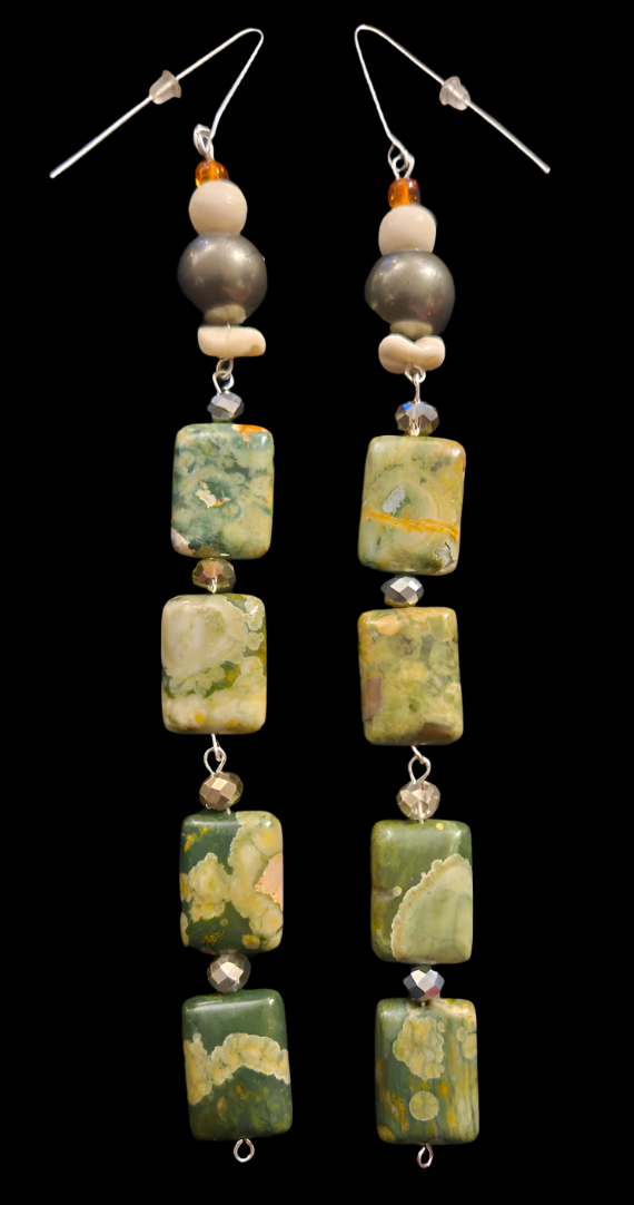 Rhyolite Gemstone Beaded Shoulder Dusters Rainforest Jasper Extra