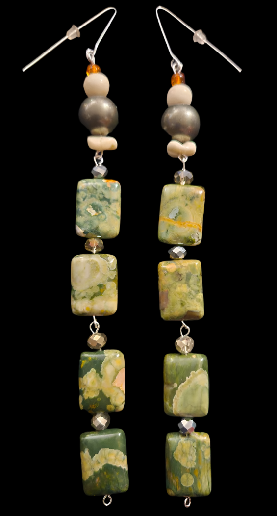 Rhyolite Gemstone Beaded Shoulder Dusters Rainforest Jasper Extra