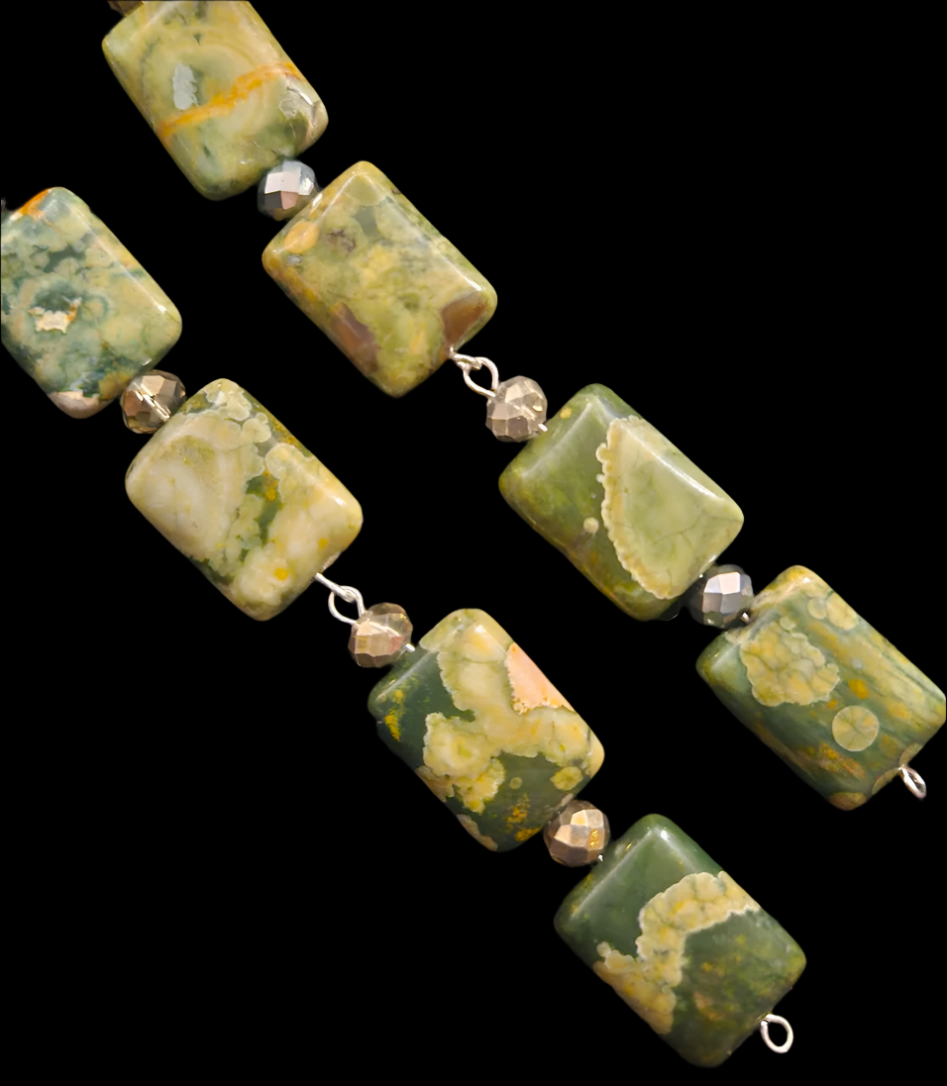 Rhyolite Gemstone Beaded Shoulder Dusters Rainforest Jasper Extra