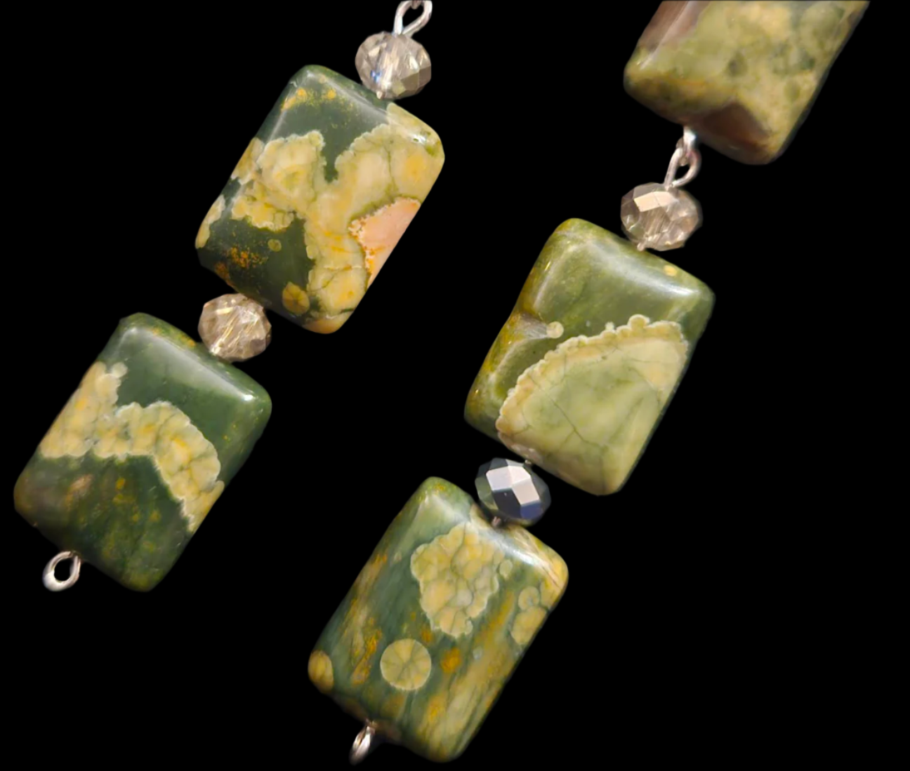 Rhyolite Gemstone Beaded Shoulder Dusters Rainforest Jasper Extra
