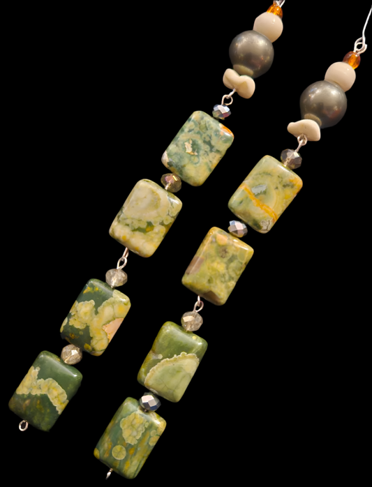 Rhyolite Gemstone Beaded Shoulder Dusters Rainforest Jasper Extra