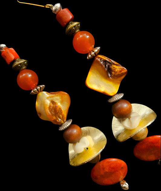 Orange and Bronze Autumn Shoulder Dusters Extra Long Coral & Shel
