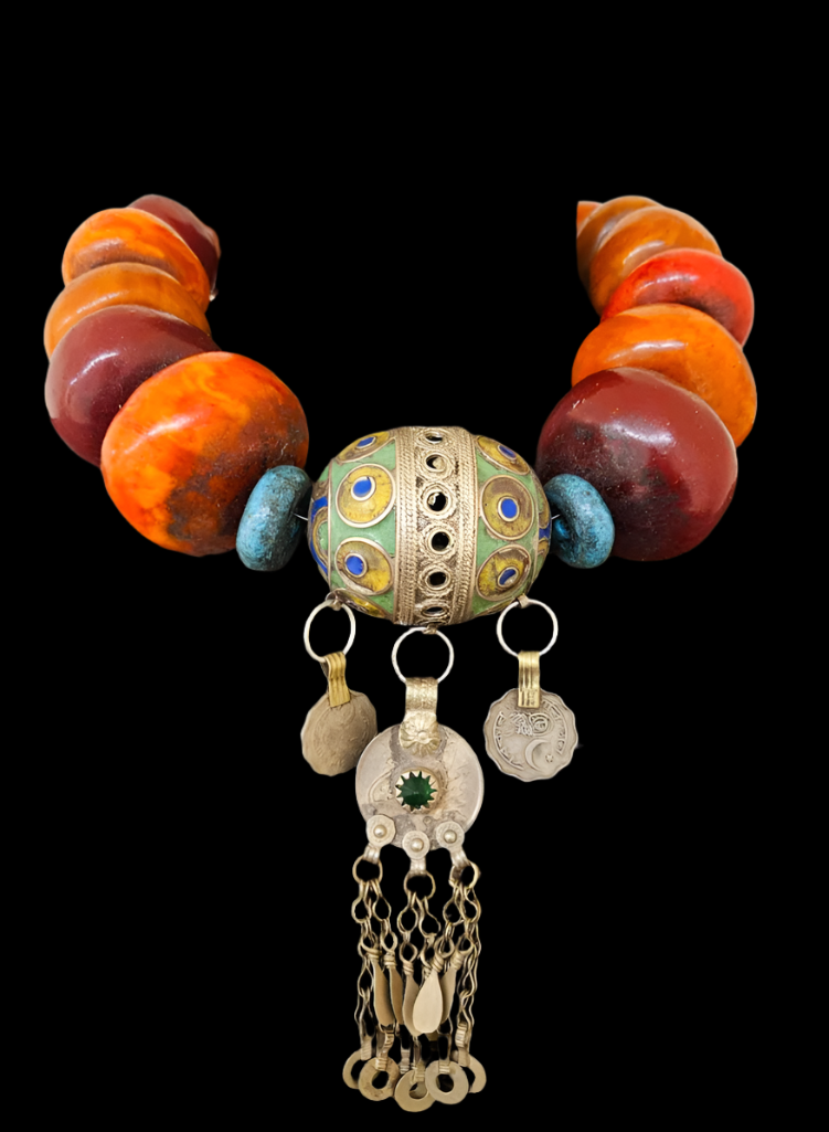 Moroccan Resin & Berber Egg High End Tribal Necklace Choker