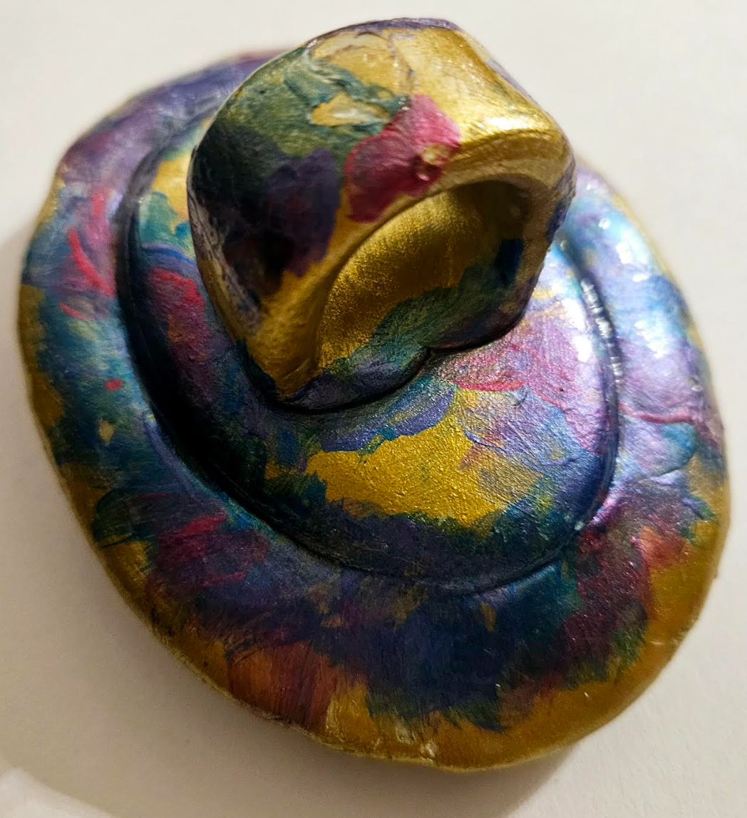Titanium Druzy Sculpted Oversized Hand Ring Jewel Tone Purple Blu