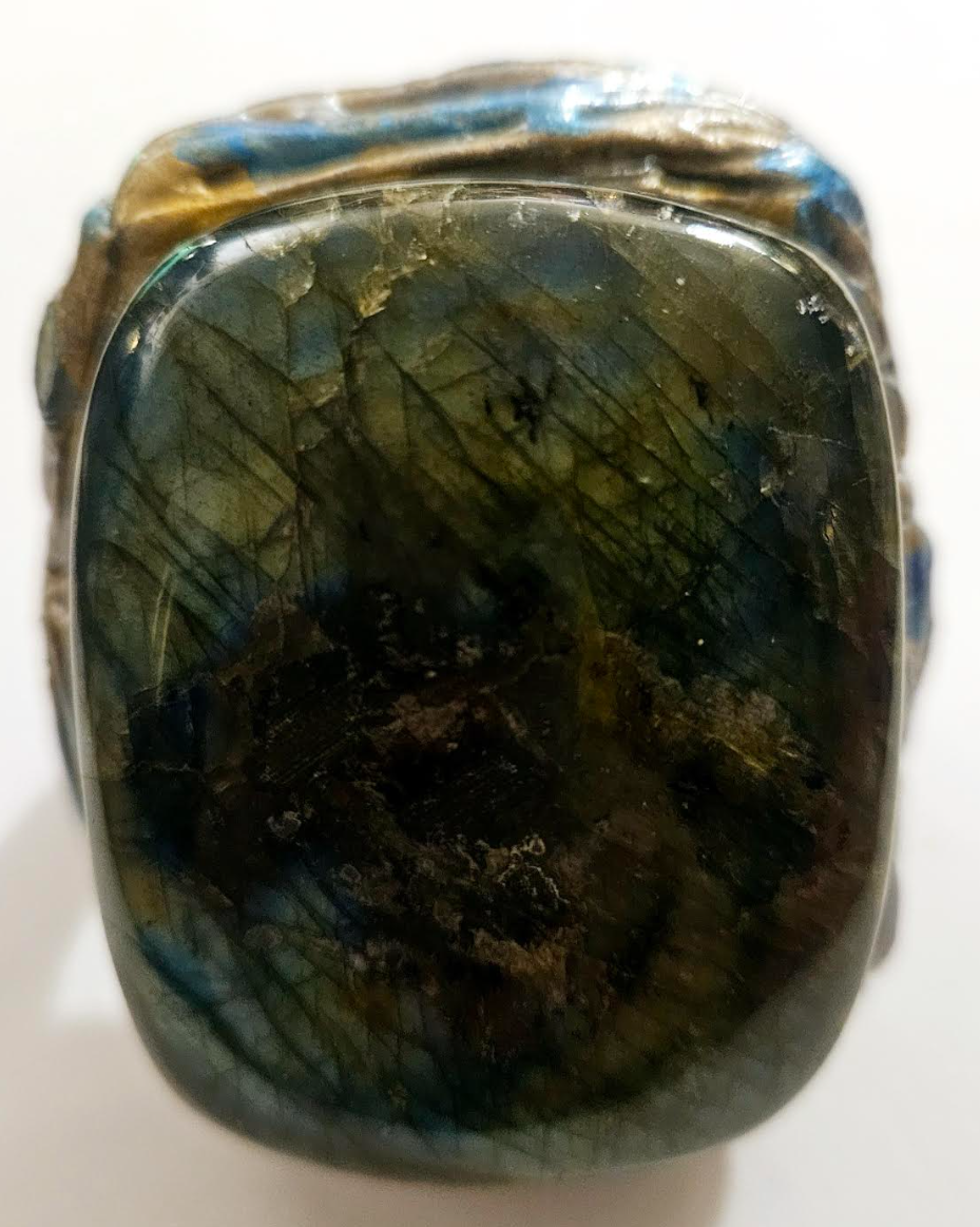 Labradorite Sculpted Two Finger Statement Ring Unisex Spectrolit