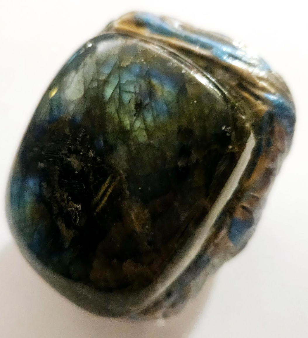 Androgynous Labradorite Sculpted Two Finger Statement Ring - Bold