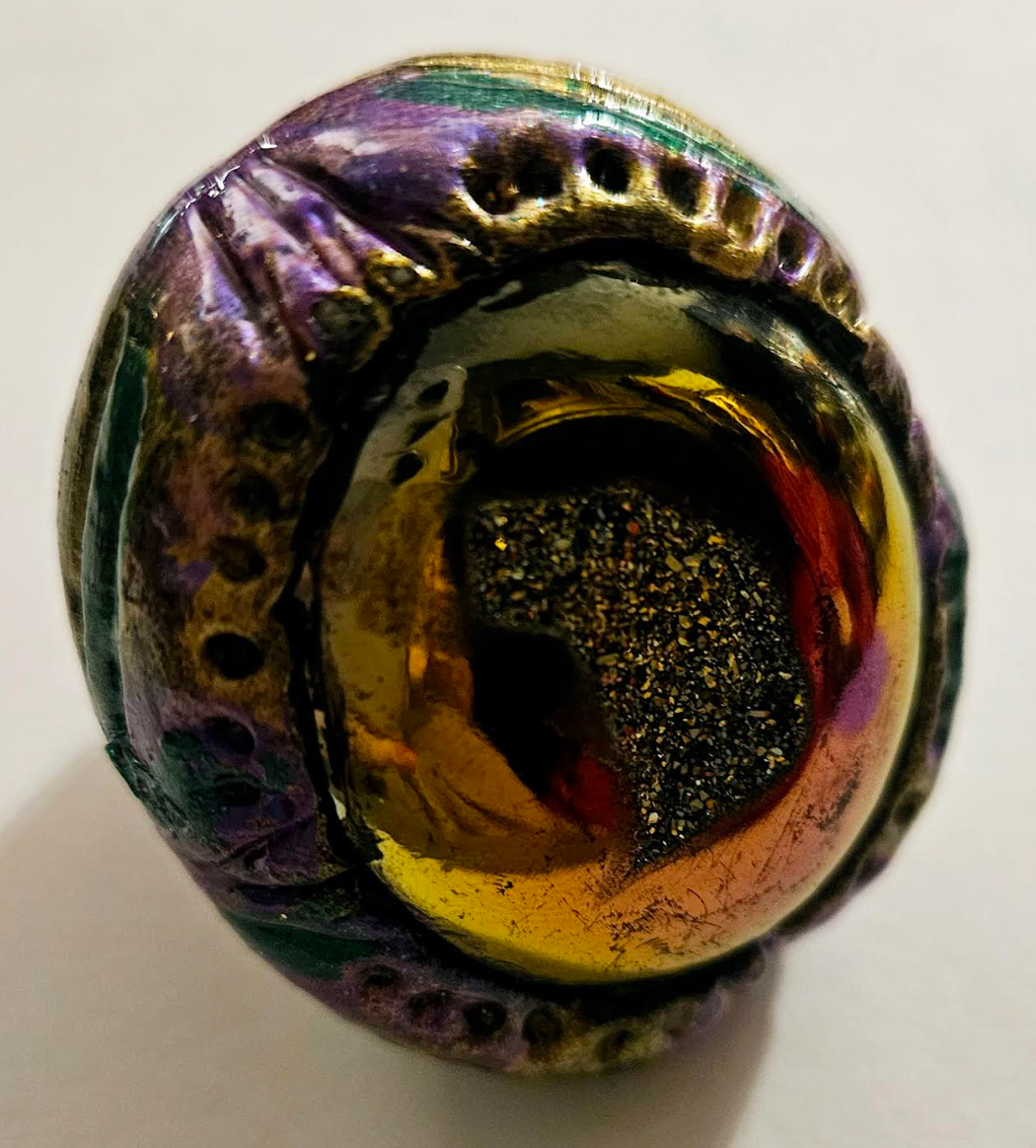 Flashy Druzy Sculpted Statement Ring - Gold Copper Purple Gemstone