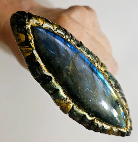 Haute Couture Labradorite Sculpted Adjustable Ring - Unisex