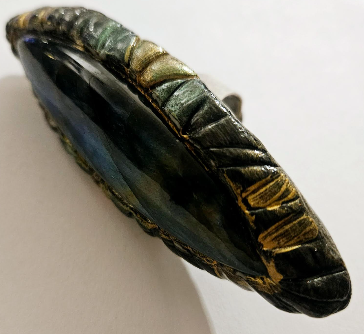 Haute Couture Labradorite Sculpted Adjustable Ring - Unisex