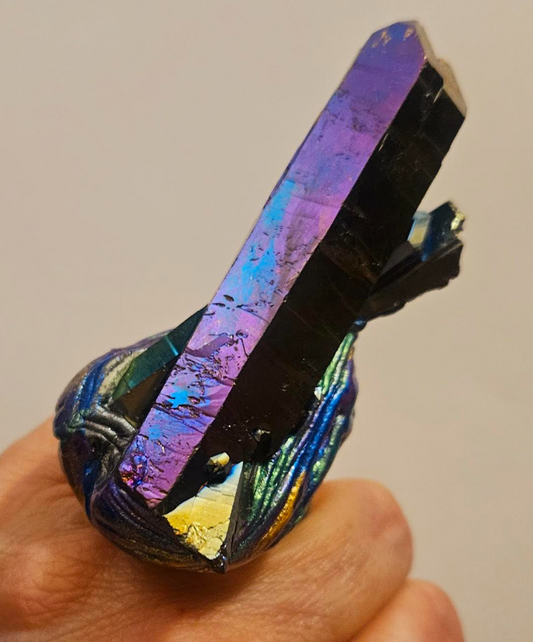 Rough Titanium Quartz Sculpted Statement Ring - Jewel Tones