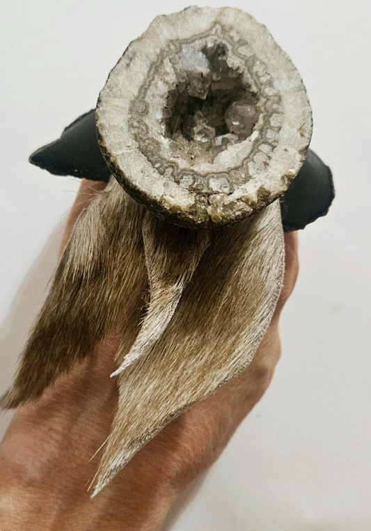 Avant Garde Geode & Fur Wild Artisan Adjustable Statement Ring