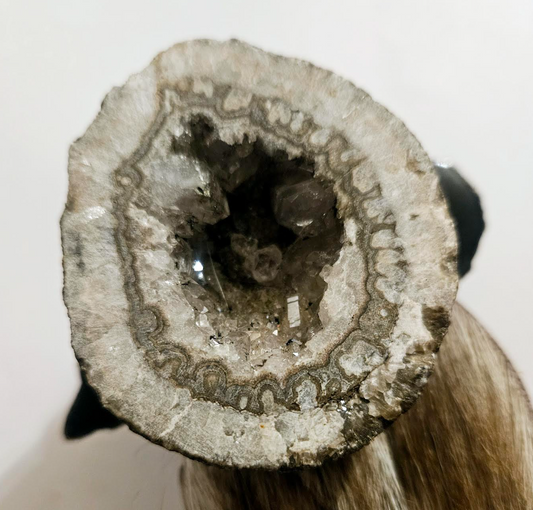 Avant Garde Geode & Fur Wild Artisan Adjustable Statement Ring