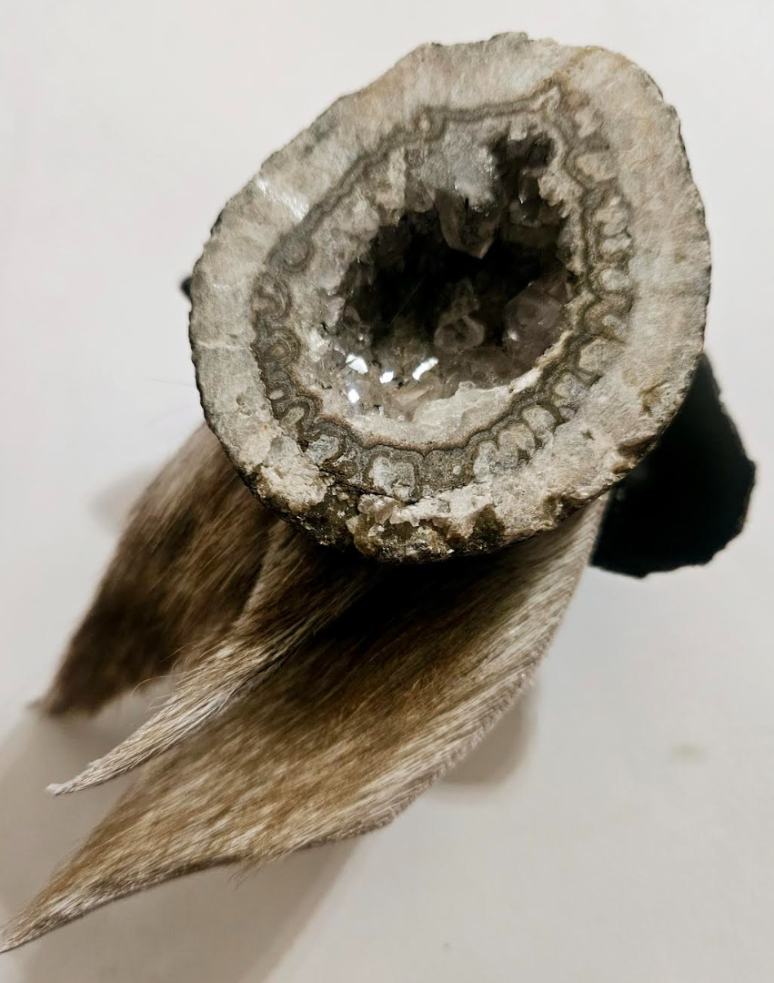 Avant Garde Geode & Fur Wild Artisan Adjustable Statement Ring
