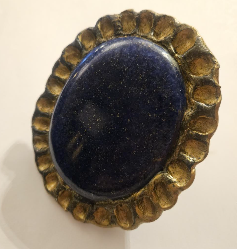 Lapis Lazuli Sculpted Statement Ring - Egyptian Revival Finger Candy
