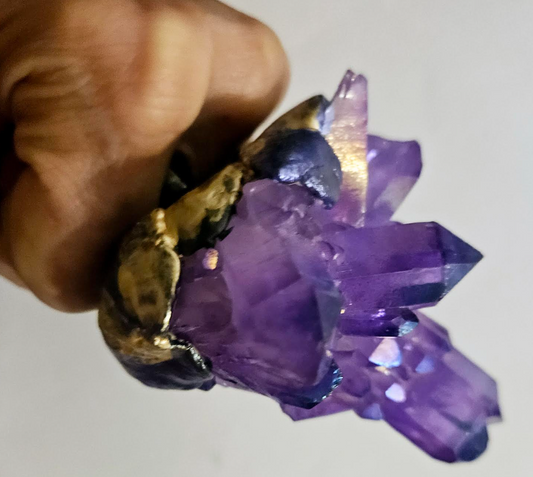 Purple Crystal Knuckle Statement Ring - Lavender Aura Crystal Finger Candy