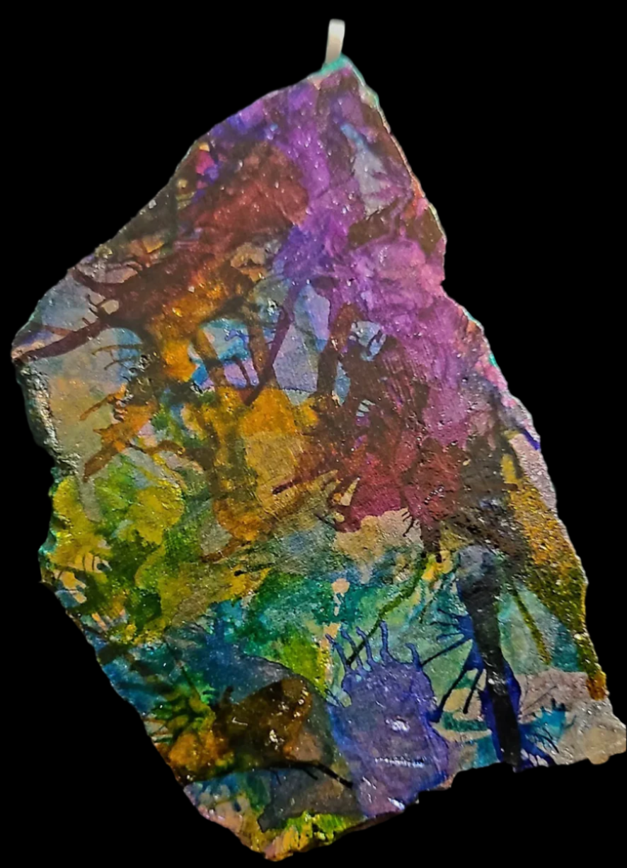 Colorful Alcohol Ink Painted Slab Gemstone Pendant Set Jeans Jewelry