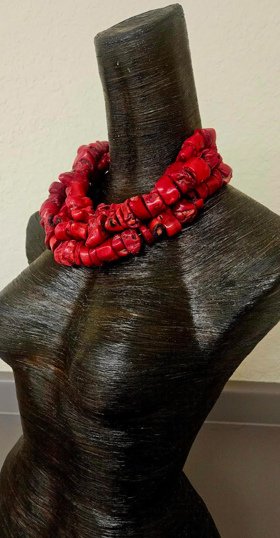 Bold Red Coral Nugget Luxury 3 Strand Necklace - Affluent Socialite